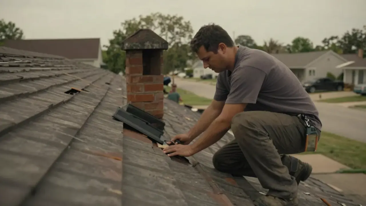 Chimney Leak Repair in Baytown, Texas: professional performing Chimney Leak Repair for a Roof Leak Repair customer, the work